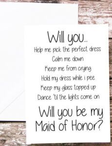 will you be my maid of honor card maid of honor proposal  etsy maid of honor proposal template example