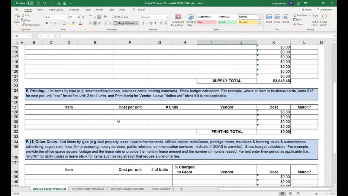 de minimis indirect cost rate budget calculator  youtube indirect cost rate proposal template word