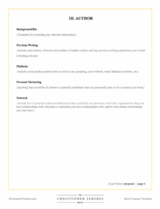 editable book proposal template — christopher ferebee one page book proposal template