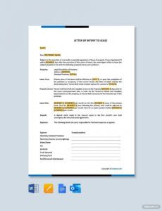 editable letter of intent to lease space proposal to lease commercial space template pdf