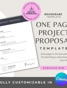 editable one page project proposal proposal overview template  etsy one page project proposal template