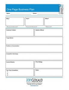 free business plan template free download  printable schedule template one page business proposal template excel