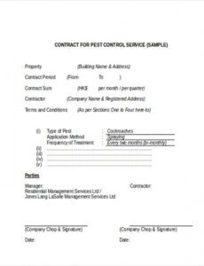 free printable pest control contract template  printable templates pest control bid proposal template