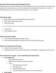 printable free sponsorship proposal template  pdf  58kb  3 pages one page sponsorship proposal template excel