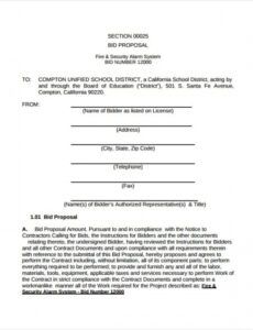 sample bid contract template general contractor bid proposal template example