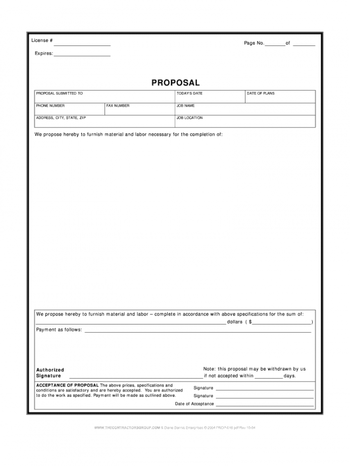 sample contractor proposal template  fill online printable fillable blank  pdffiller general contractor bid proposal template example