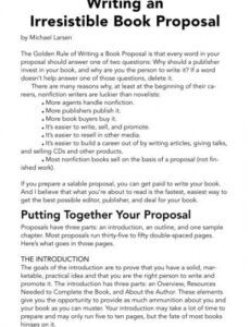 writing an irresistible book proposal  writer&amp;#039;s digest one page book proposal template