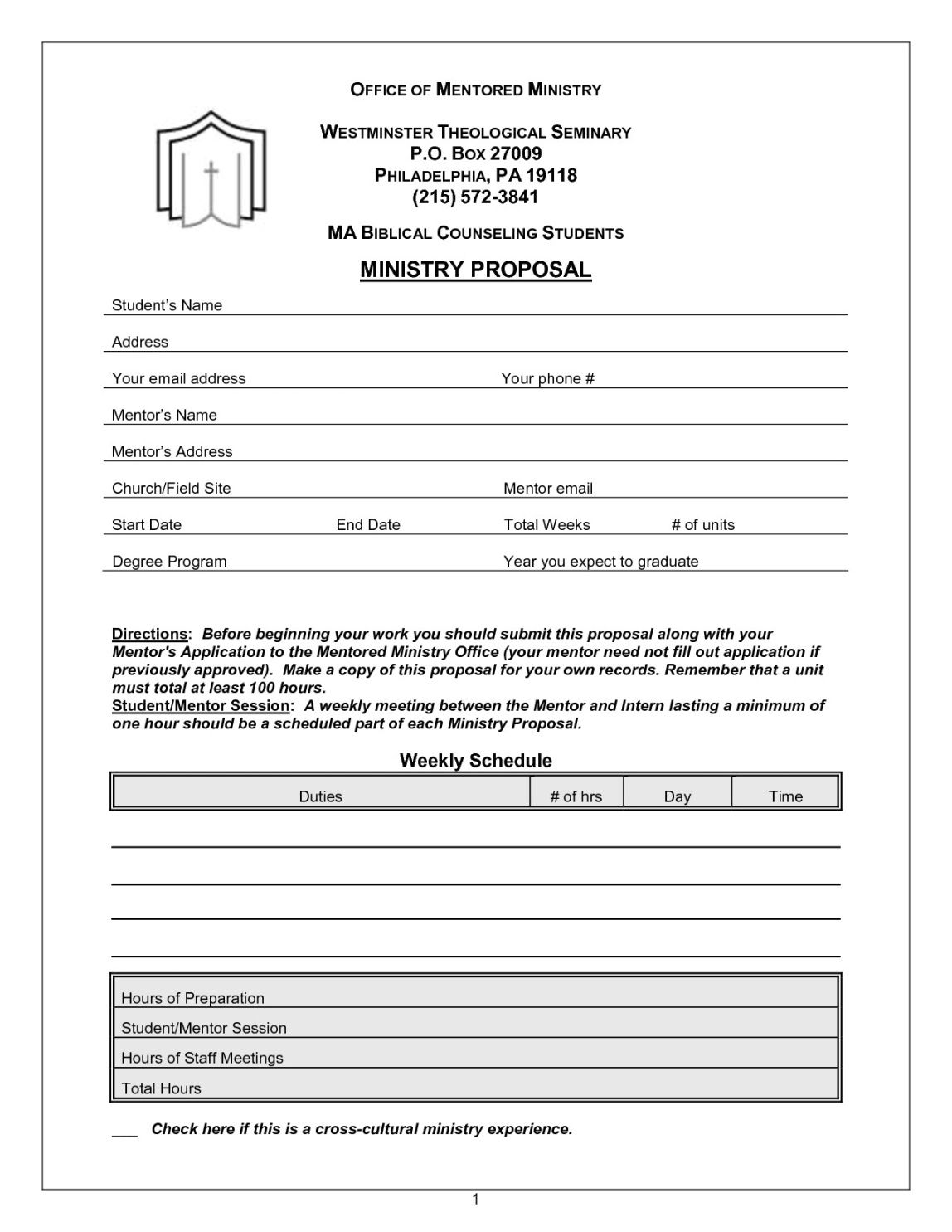 Blank Church Event Proposal Template