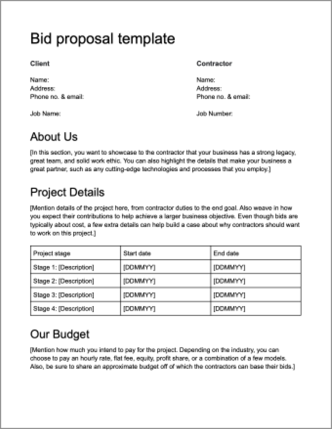 Technical And Commercial Proposal Template