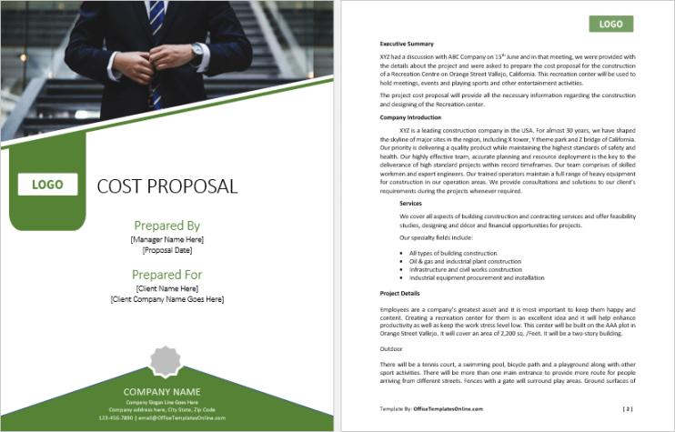 Editable Construction Project Management Fee Proposal Template Word