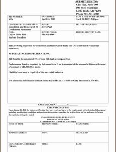 Free  Job Bid Proposal Template Excel