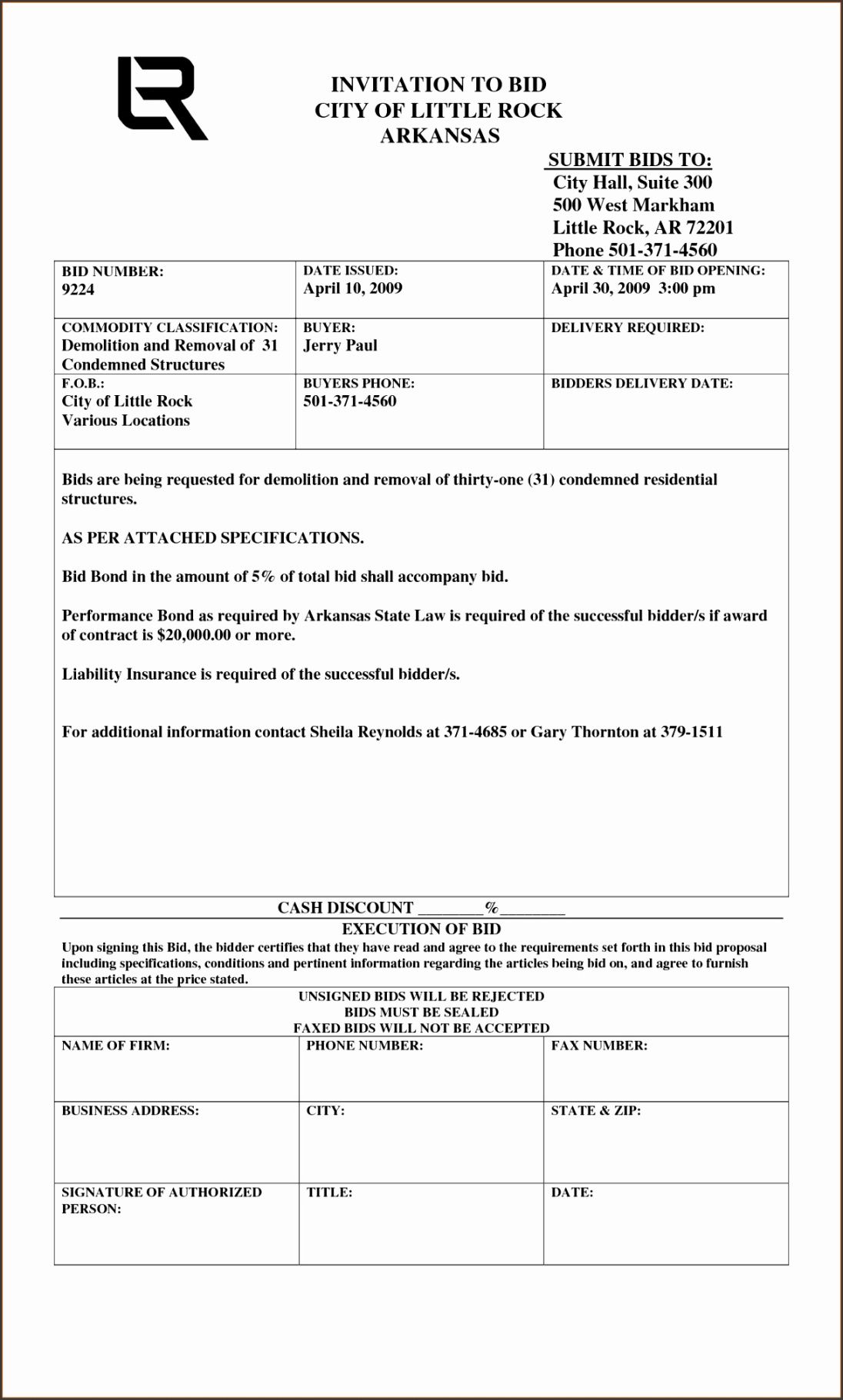 Free  Job Bid Proposal Template Excel