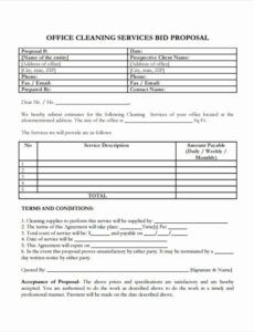 Free Printable Cleaning Bid Proposal Template Excel