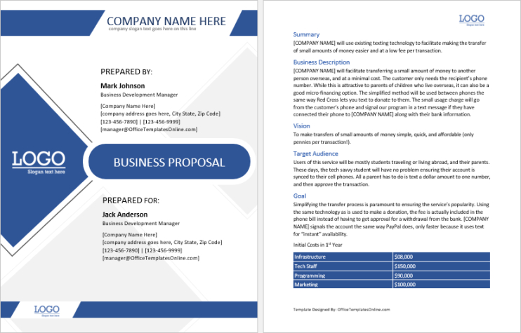 Free Printable Service Fee Proposal Template Pdf