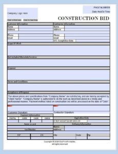 Job Bid Proposal Template Doc Sample