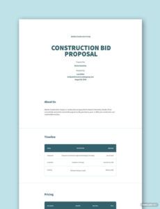 Printable Construction Bid Proposal Template Word Sample