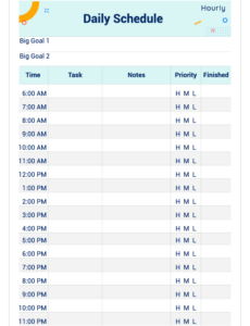 8 excel template hourly schedules to keep you on track  hourly inc daily time management template excel