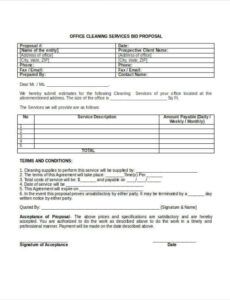 Free Blank Office Cleaning Bid Proposal Template Excel Sample