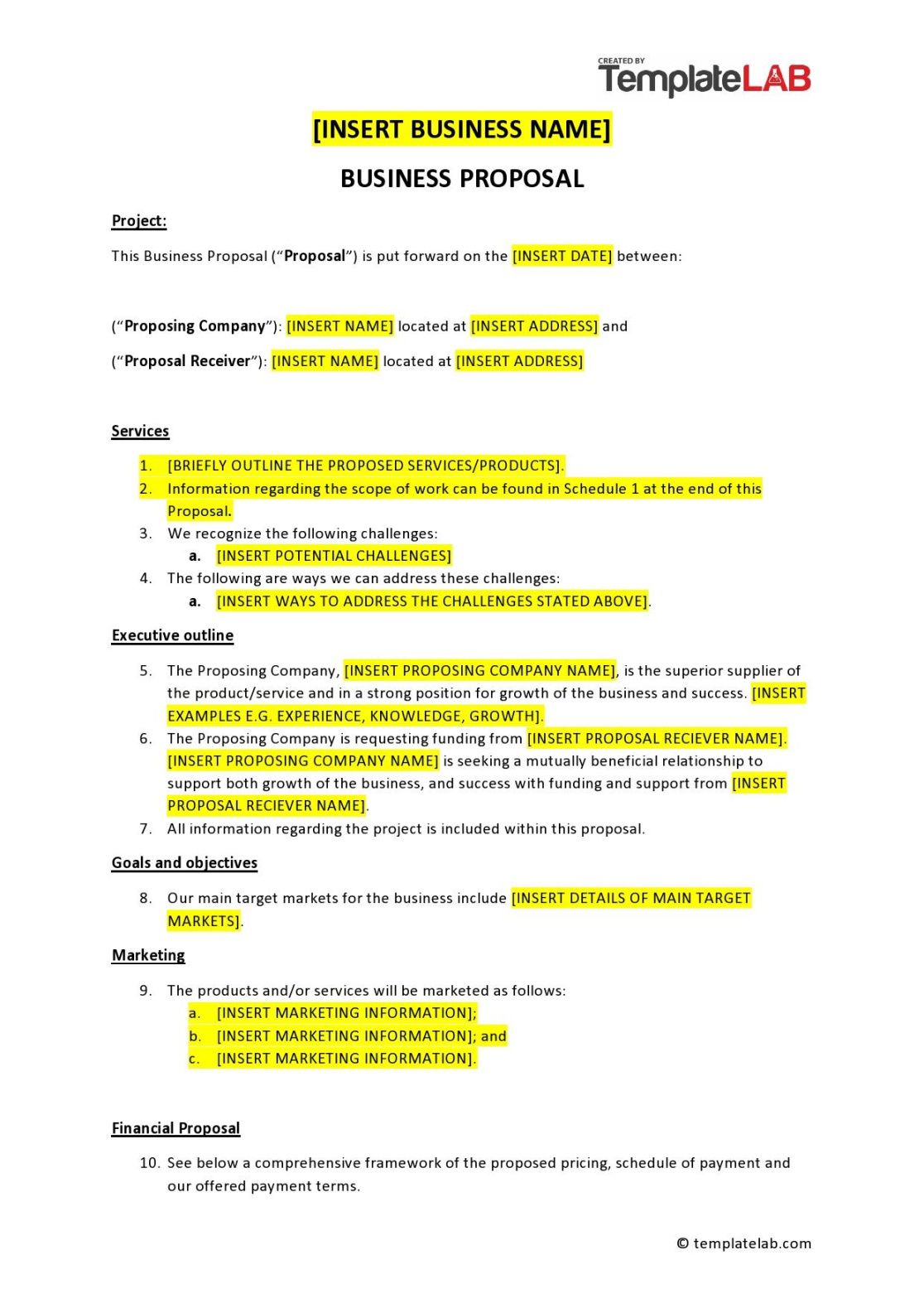 Free Blank Product Placement Proposal Template Excel Sample