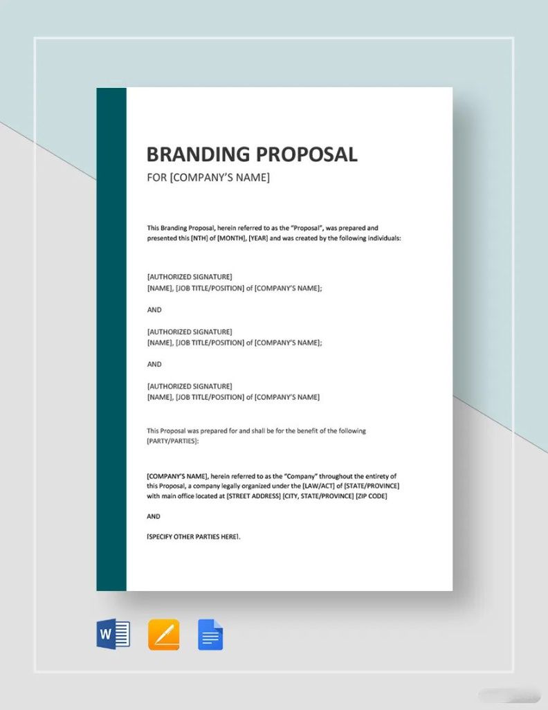 Free  Personal Branding Proposal Template  Sample