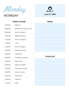 modèle de planificateur horaire  venngage sales time management template