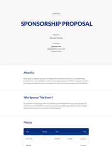 Printable Sports Event Sponsorship Proposal Template Excel