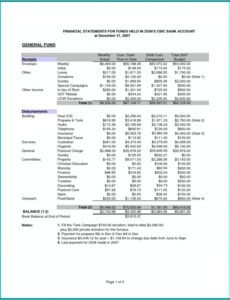 church financial statement template excel  template 2  resume church income and expense statement template example