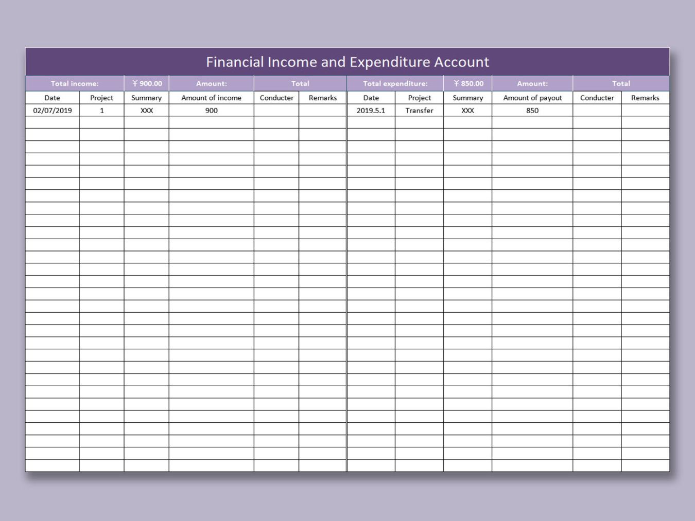 free income and expenditure account format in excel for school  printable basic income and expense template pdf