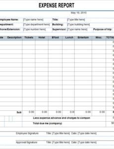 sample employee expense form template employee expense reimbursement form template excel