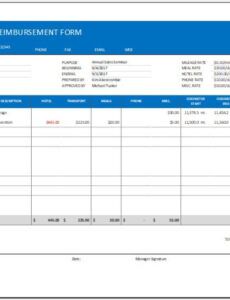 sample expense reimbursement form template excel employee expense reimbursement form template example