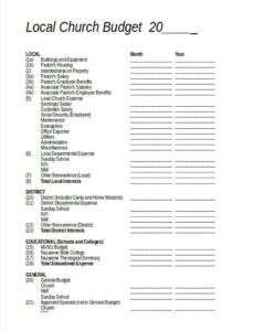 sample free printable church budget template  printable word searches church income and expense statement template doc