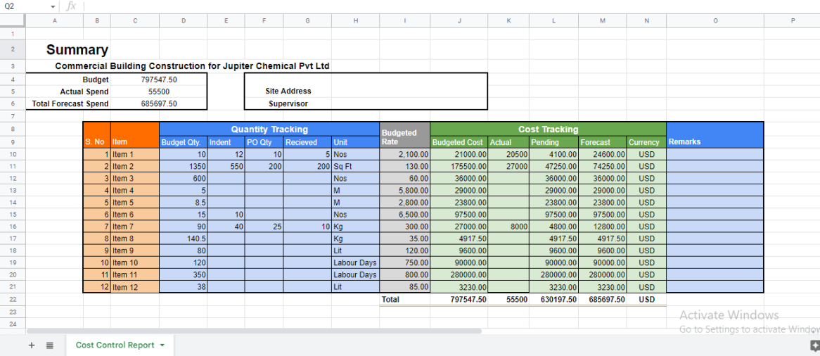 sample it project budget template excel construction project expense sheet template