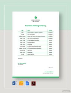 blank business event itinerary template pdf sample