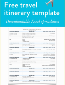 blank international travel itinerary template excel