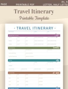 blank online travel itinerary template  sample