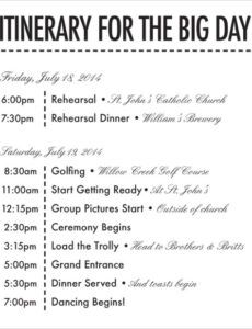 editable wedding reception dj itinerary template doc sample