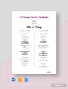 free custom corporate event itinerary template  sample