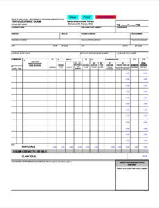 Free Custom Travel Expense Reimbursement Form Template Pdf