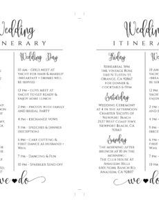 free  wedding photography itinerary template word