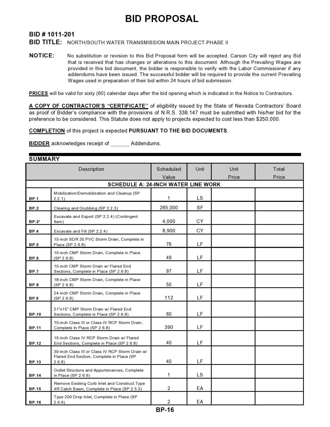 Blank Price Offer Proposal Template Pdf