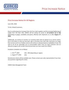 Free Custom Price Increase Proposal Template Word