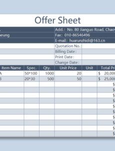Free Custom Price Offer Proposal Template Excel
