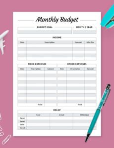 Free Printable Monthly Bill Expense Template Pdf Sample