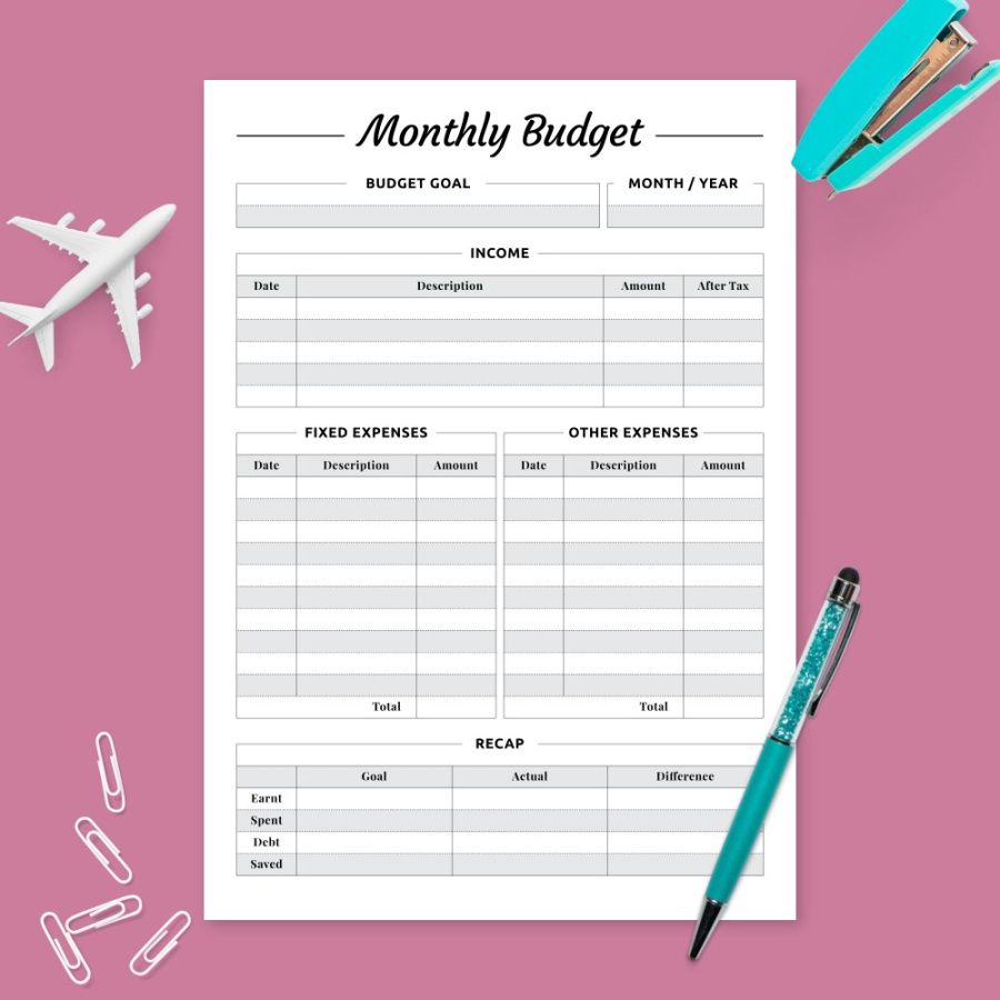 Free Printable Monthly Bill Expense Template Pdf Sample