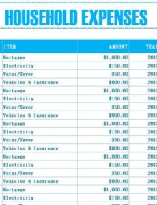 Printable Monthly Bill Expense Template Word Sample