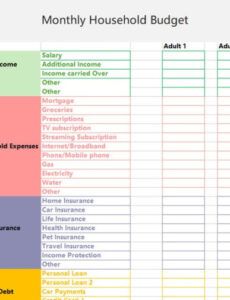 Custom Monthly Household Expense Template Doc