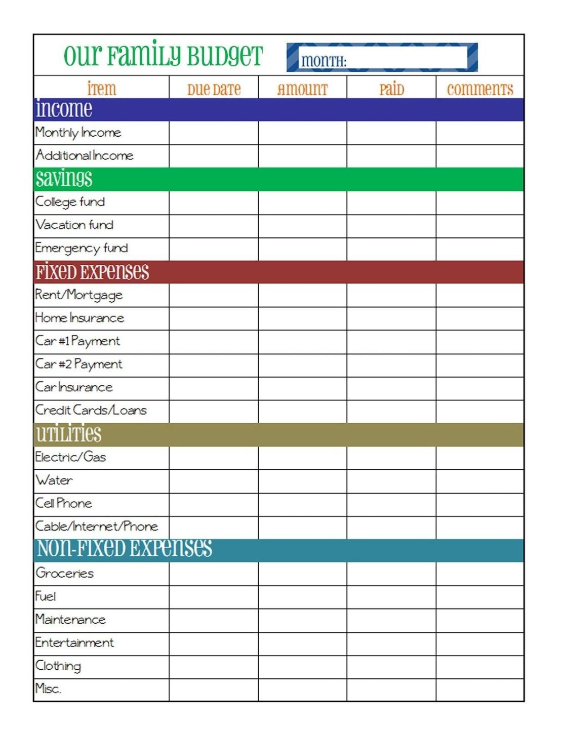 Custom Monthly Household Expense Template Word