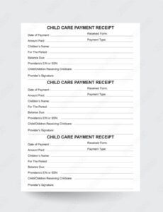 Editable Child Care Expense Receipt Template Pdf
