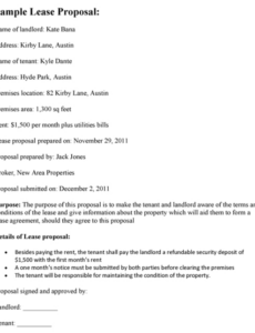 Editable Commercial Lease Proposal Template Excel