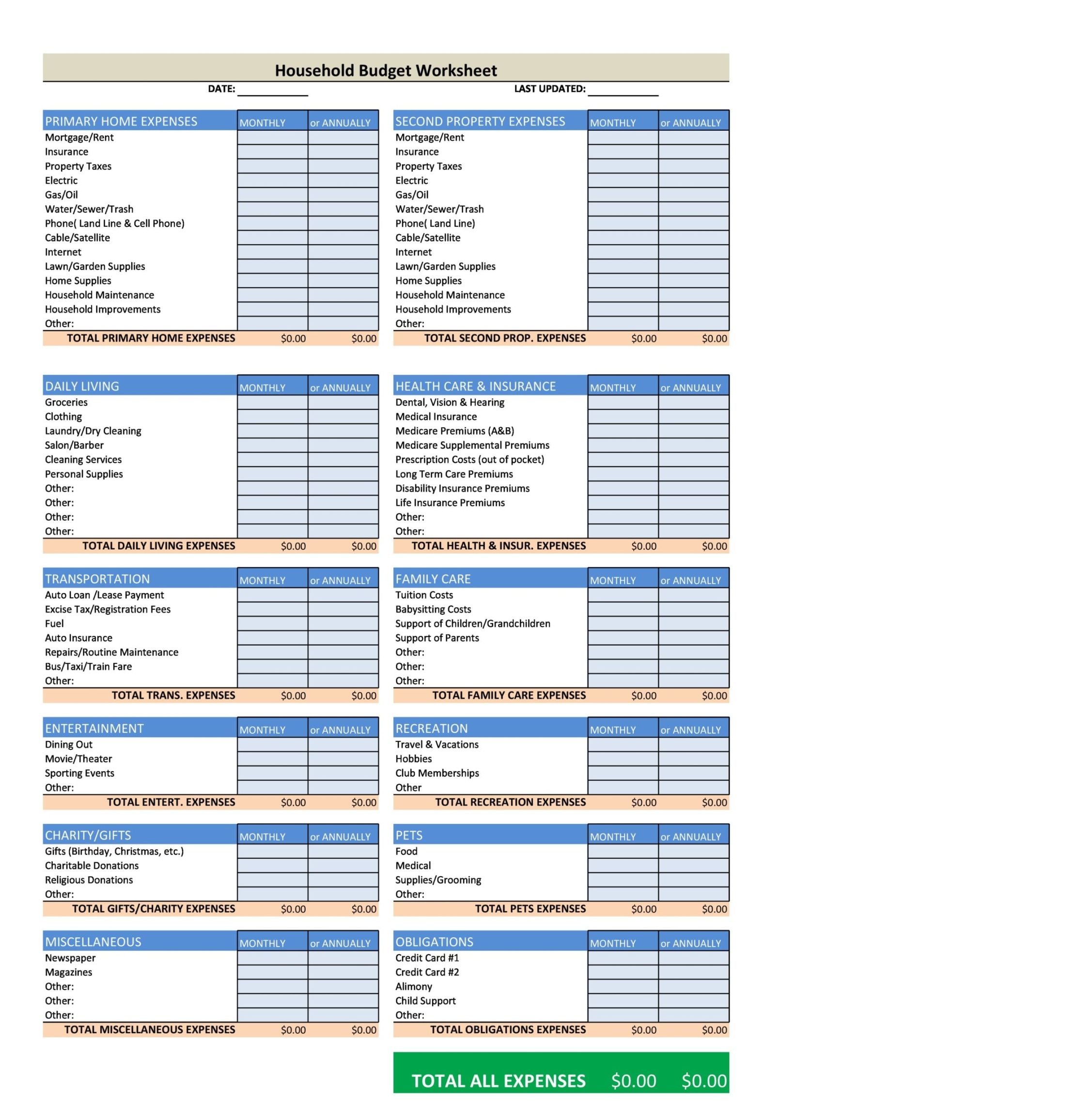 Free Custom Monthly Household Expense Template PDF Free Custom Monthly Household Expense Template Pdf